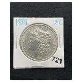 1884 UNC Morgan Silver Dollar Coin