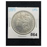 1885 UNC Morgan Silver Dollar Coin