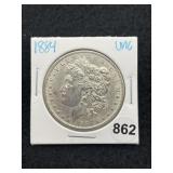 1884 UNC Morgan Silver Dollar Coin