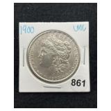 1900 UNC Morgan Silver Dollar Coin