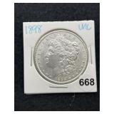 1898 UNC Morgan Silver Dollar Coin