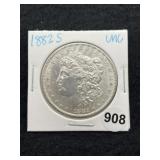 1882 S UNC Morgan Silver Dollar Coin