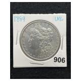 1889 UNC Morgan Silver Dollar Coin