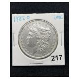 1882 O UNC Morgan Silver Dollar Coin