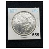 1887 UNC Morgan Silver Dollar Coin