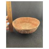 Miniature Caddo Bowl great paint & design minor re