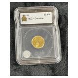 1914 D ICG - Genuine 2 & 1/2 Dollar Gold Coin