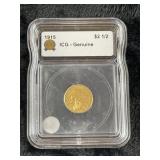 1915 ICG - Genuine 2 & 1/2 Dollar Gold Coin
