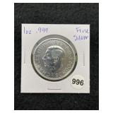 1 Ounce .999 Fine Silver Round Coin