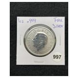 1 Ounce .999 Fine Silver Round Coin