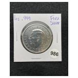 1 Ounce .999 Fine Silver Round Coin