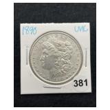 1890 UNC Morgan Silver Dollar Coin