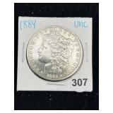1884 UNC Morgan Silver Dollar Coin