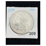 1889 UNC Morgan Silver Dollar Coin