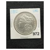 1882 UNC Morgan Silver Dollar Coin