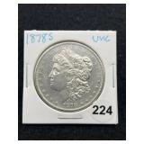 1878 S UNC Morgan Silver Dollar Coin