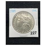 1889 UNC Morgan Silver Dollar Coin