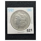 1890 UNC Morgan Silver Dollar Coin