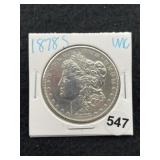 1878 S UNC Morgan Silver Dollar Coin
