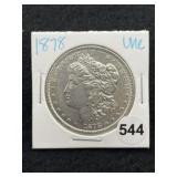 1878 UNC Morgan Silver Dollar Coin