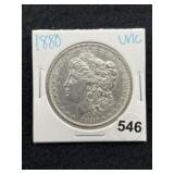 1880 UNC Morgan Silver Dollar Coin