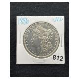 1886 UNC Morgan Silver Dollar Coin