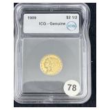 1909 ICG - Genuine $2 1/2 Dollar Gold Coin