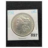 1888 UNC Morgan Silver Dollar Coin