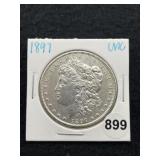 1897 UNC Morgan Silver Dollar Coin