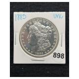 1885 UNC Morgan Silver Dollar Coin