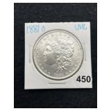 1881 O UNC Morgan Silver Dollar Coin