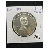 1 Ounce .999 Fine Silver Round Coin