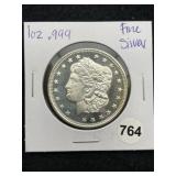 1 Ounce .999 Fine Silver Round Coin