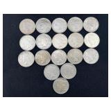 18 Various Date Peace Silver Dollar Coins