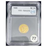 1909 ICG - Genuine $2 1/2 Dollar Gold Coin
