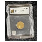 1913 ICG - Genuine 2 & 1/2 Dollar Gold Coin
