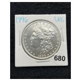1896 UNC Morgan Silver Dollar Coin