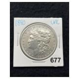 1890 UNC Morgan Silver Dollar Coin