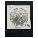 1886 UNC Morgan Silver Dollar Coin