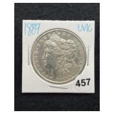 1889 UNC Morgan Silver Dollar Coin