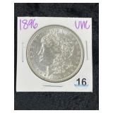 1896 UNC Morgan Silver Dollar Coin