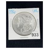 1886 UNC Morgan Silver Dollar Coin