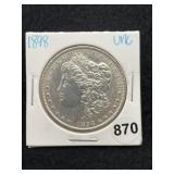 1898 UNC Morgan Silver Dollar Coin