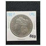 1881 O UNC Morgan Silver Dollar Coin
