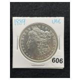 1889 UNC Morgan Silver Dollar Coin