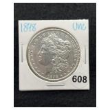 1898 UNC Morgan Silver Dollar Coin