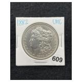 1882 UNC Morgan Silver Dollar Coin