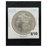 1888 UNC Morgan Silver Dollar Coin