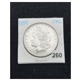 1889 UNC Morgan Silver Dollar Coin