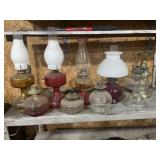 GROUP OF ANTIQUE OIL LAMPS